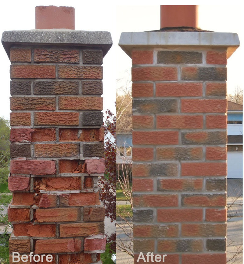 Roof repair before and after